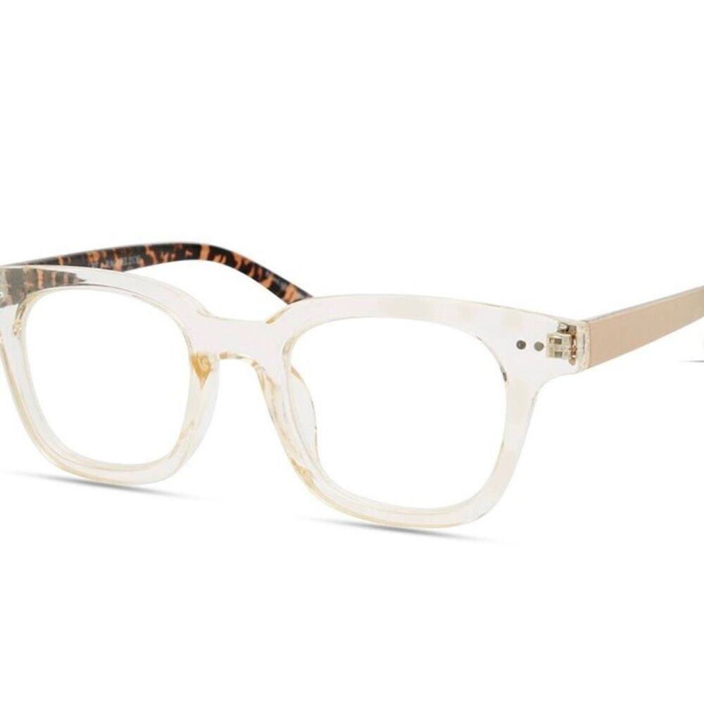 Rachel Zoe Go To Leah Marinka Blue Light Blocker Glasses In Nude Crystal New